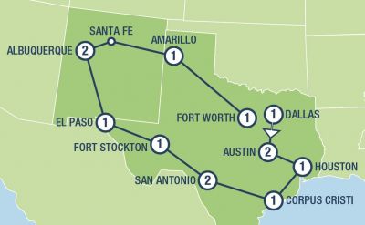 Map showing the Tour regions
